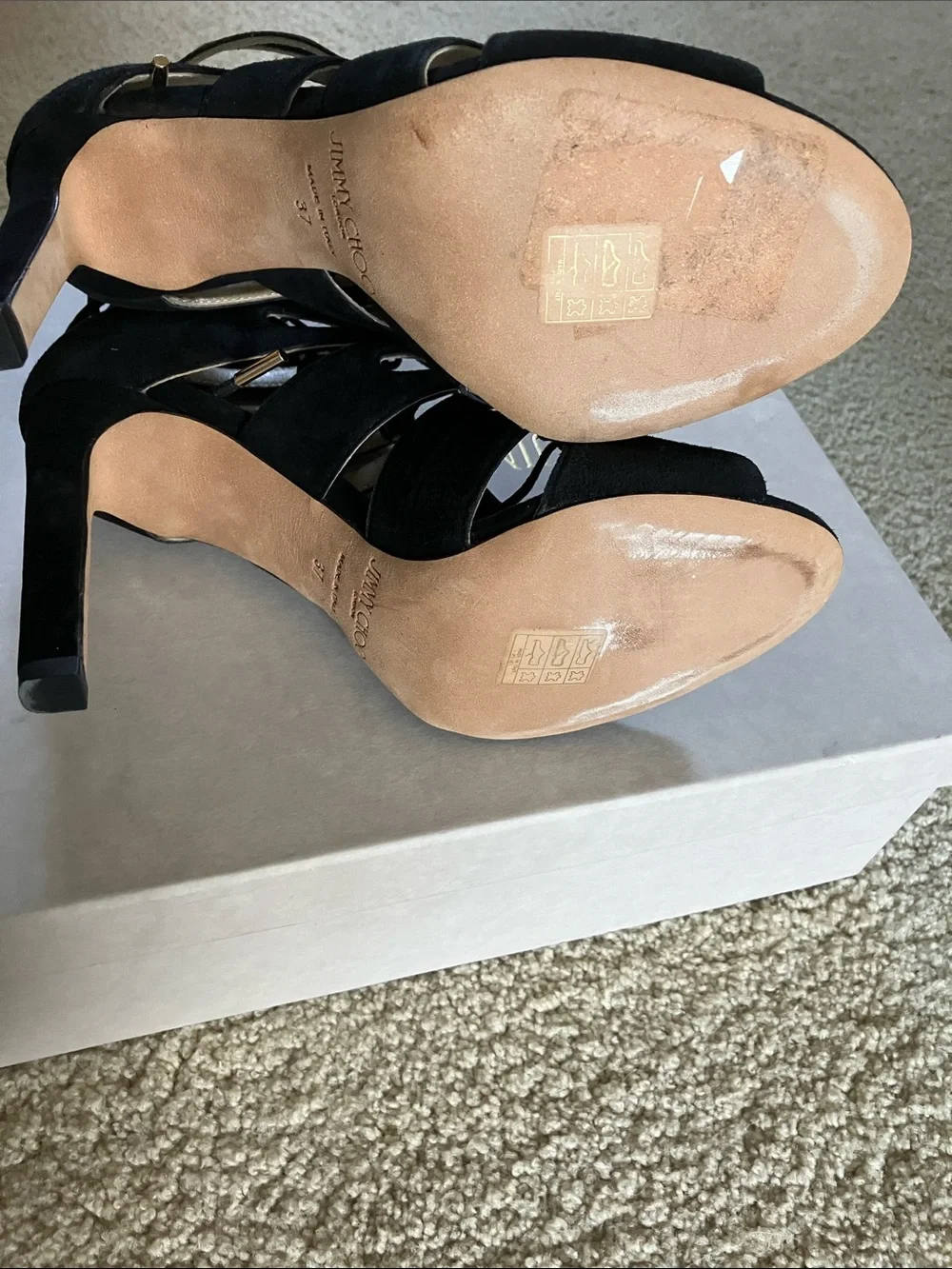 Jimmy Choo Women's Black Suede Lace-Up Cutout High Heel Sandal